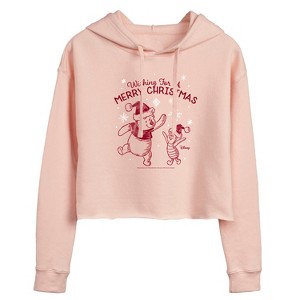 Women's - Winnie the Pooh - Wishing For A Merry Christmas Cropped Graphic Hoodie - 1 of 3