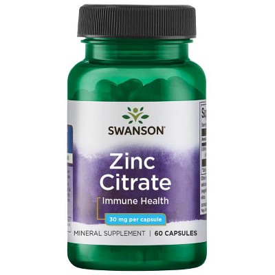 Swanson Zinc (Citrate) 30 mg 60 Capsules