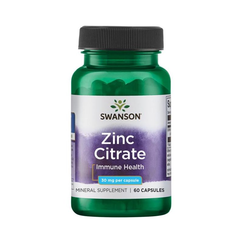 Swanson Mineral Supplements Zinc Citrate 30 mg Capsule 60ct, 1 of 3