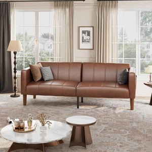 Nasitip 75" Convertible Futon Sofa Bed, PU Leather Couch, Loveseat，Modern Mid-Century Design for Small Apartments, Living Room & Bedroom - 1 of 4