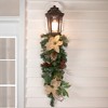 Northlight 28" Unlit Mixed Pine Berry and Burlap Poinsettia Artificial Christmas Teardrop Swag - 2 of 4