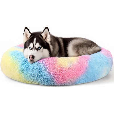 Dog & Cat Bed for Indoor Cats, 20in Calming Donut Bed for Puppy and Kitten, Washable Round Fluffy Pet Bed for Small Medium Dogs and Cats