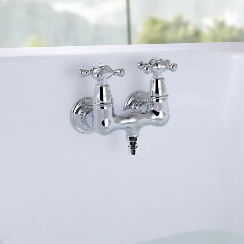 Sumerain Wall Mount Tub Faucet Vintage Leg Tub Filler High Flow Chrome with High Flow, 3 of 14