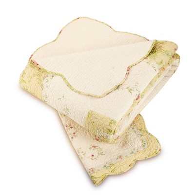 Queen Pink Cotton Reversible Floral Bedspread
