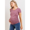 Hello Miz Casual Short Sleeve T-Shirt Side Ruched Maternity Top - 2 of 4