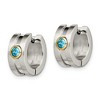 Chisel Stainless Steel Brushed and Polished Yellow IP-plated with Blue Cubic Zirconia Hinged Hoop Earrings - 3 of 4
