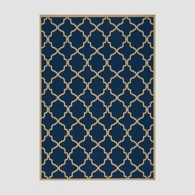 Joselyn Geometric Outdoor Rug Navy/Ivory - Christopher Knight Home