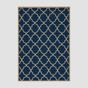 5' x 8' Joselyn Geometric Outdoor Rug Navy/Ivory - Christopher Knight Home: Loomed Polypropylene, Stain-Resistant, Patio Decor - 1 of 4