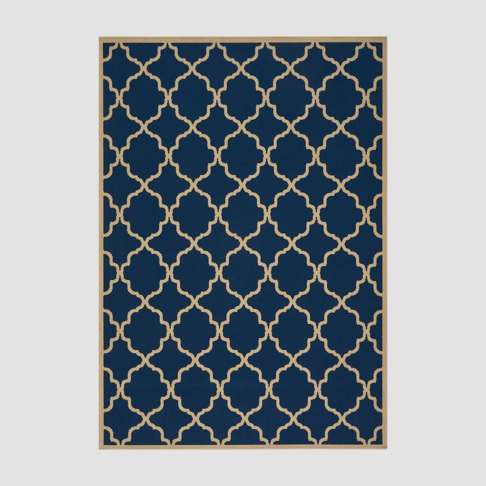 Photos - Area Rug 5' x 8' Joselyn Geometric Outdoor Rug Navy/Ivory - Christopher Knight Home