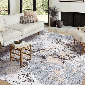 Area Rug Machine Washable Boho Carpet Non Slip Abstract Vintage Indoor - 1 of 4