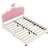 CAVINAS Twin/Full Size Upholstered Princess Platform Bed Frame with Crown Headboard,No Box Spring Needed,Cream/Pink - 3 of 4