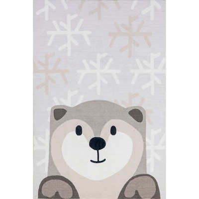 Nuloom Indigo Otter Kids Pet Friendly Machine Washable Area Rug, 4' x 6', Light Grey