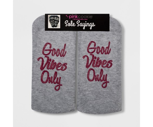 Women's "Good Vibes Only" Terry Socks - Gray One Size