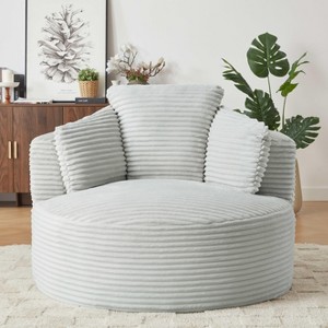 APRILSOUL 48.80"Compressible Corduroy Round Chair with Cushioned Backrest - Modern Comfort Seating - 1 of 4