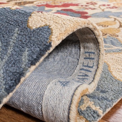 Ivory Floral Hand-Tufted Wool Round Area Rug