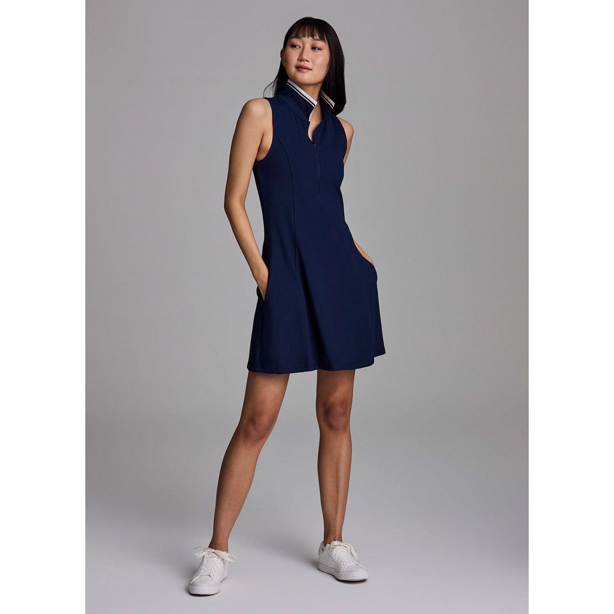 Женские платья RBX Active Tennis Dress with Pockets, Preppy Fashion Soft Jersey Knit 1/4 Zip Collared Tank Dress Tunic - Navy,M — фото 6