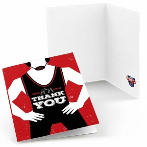 Big Dot of Happiness Own the Mat - Wrestling - Birthday Party or Wrestler Party Thank You Cards (8 Count) - 1 of 4