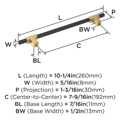 Champagne Bronze and Matte Black 7-9/16" Bar Pull