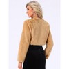 Allegra K Women's Cropped Open Front Collarless Long Sleeve Faux Fur Jacket - 4 of 4