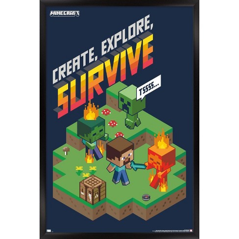 Trends International Minecraft - Creeper Boom Framed Wall Poster Prints  Black Framed Version 14.725 X 22.375 : Target