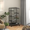 PawHut 6 Level Small Animal Cage for Dwarf Rabbits, Pet Mink, and Chinchillas w/ Removable Tray, Ramp, Water Bottle, Food Dish, Indoor, Black - 2 of 4