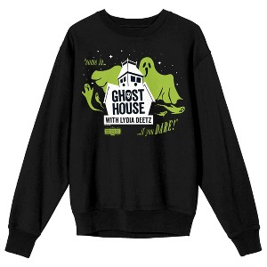 Beetlejuice Beetlejuice Ghost House With Lydia Deetz Adult Black Crew Neck Long Sleeve Sweatshirt-Small - 1 of 3