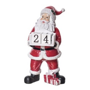 Transpac Resin Santa Advent Calendar Figurine Decorative Object for Christmas Cheer Red Tabletop Decoration Indoor Use Gift Giving and Hostess Gifts - 1 of 4