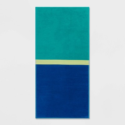 XL 'WOW' Reversible Beach Towel Green/Blue/Lime - Sun Squad™