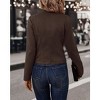 Coolmee Women's Faux Suede Leather Jacket Casual Long Sleeve Blazer Jacket Coat Fall Outfits - 3 of 4