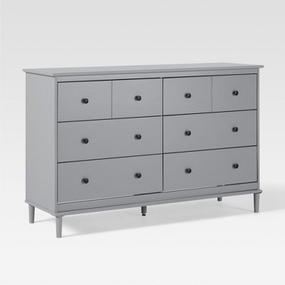Saracina Home Stiva Classic Mid Century Modern Horizontal 6 Drawer Dresser Gray