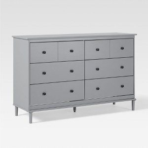 Saracina Home Stiva Classic Mid Century Modern Horizontal 6 Drawer Dresser Gray - 1 of 4