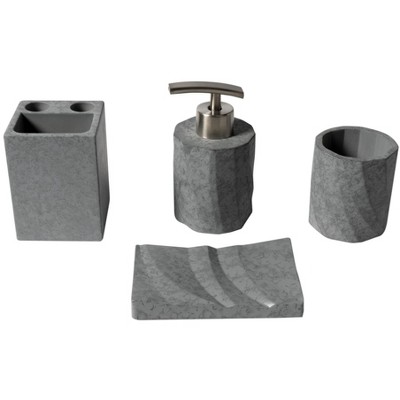ALFI ABCO1019 4 Piece Solid Concrete Gray Matte Bathroom Accessory Set