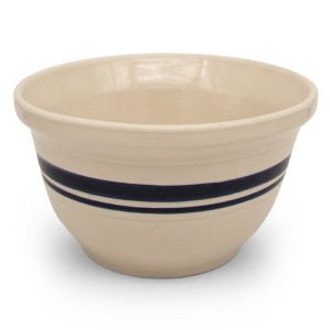 Ohio Stoneware Dominion Mixing Bowl, Stoneware with Food Safe Glaze, Tan with Blue Stripe, 8 inches - 1 of 3