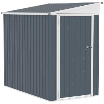 Outsunny Garden Metal Storage Shed, Outdoor Lean to Tool house with Lockable Door, 2 Air Vents & Steel Construction for Backyard, Patio, Lawn, Garage