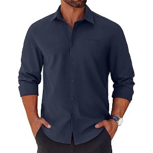 COOFANDY Mens Long Sleeve Button Down Shirts Casual Untucked Shirts for Men Dress Shirts Beach Wedding Shirts - 1 of 4