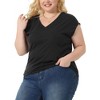 Agnes Orinda Women's Plus Size V Neck Cap Sleeves Sequin-Panel-Shoulder Tank Top - 2 of 4
