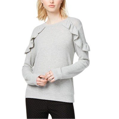maison Jules Womens Ruffled Sweatshirt