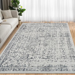 Oriental Machine Washable Area Rug Vintage rug Non-Slip Rug - 1 of 4