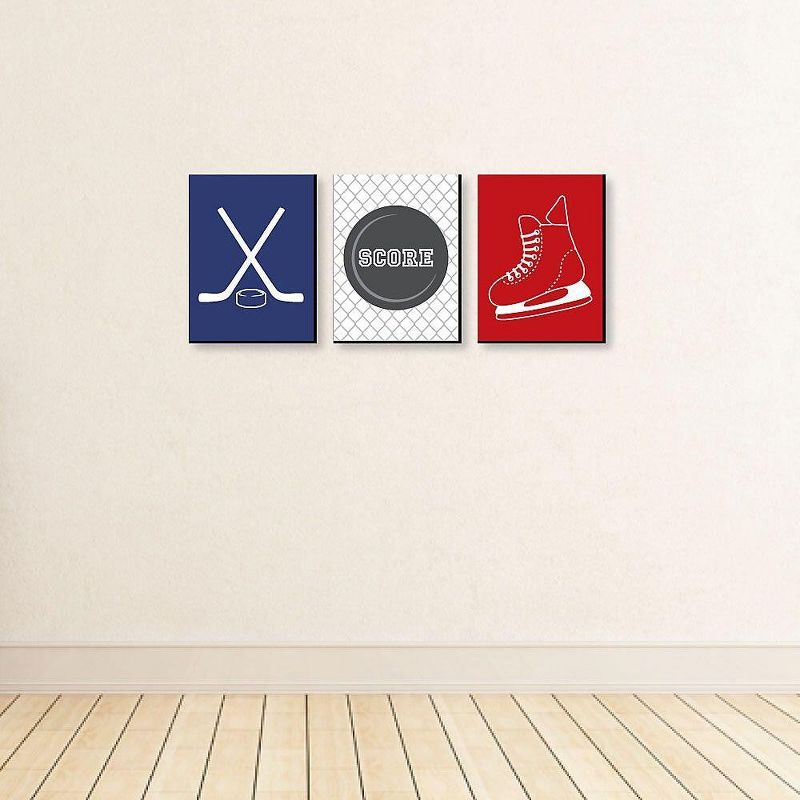 Big Dot of Happiness Shoots and Scores - Hockey - Sports Themed Nursery Wall Art, Kids Room Decor & Game Room Decor - 7.5 x 10 inches -Set of 3 Prints, 3 of 8