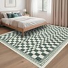 Machine Washable Area Rug for Living Room Geometric Printed Floor Cover Non Slip Checkered Rugs Stain Resistant Low Pile Carpet for Bedroom Kitchen - 4 of 4