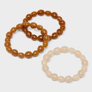 Beaded Stretch Bracelet Set 3pc - A New Day™ Brown/Ivory - 1 of 4