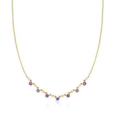 Ross-Simons 1.20 ct. t.w. Multi-Gemstone Necklace in 18kt Gold Over Sterling Size 18