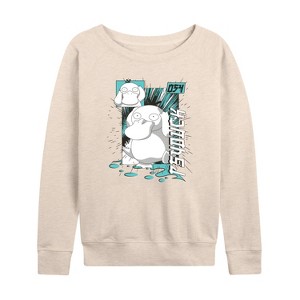 Women's - Pokémon - Psyduck Anime Lightweight French Terry Wide Neck Long Sleeve Shirt - 1 of 4