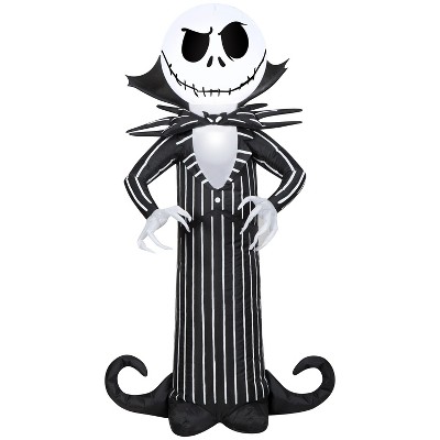 Gemmy Airblown Inflatable Jack Skellington w/Stylized Collar Disney, 3.5 ft Tall, Multicolored