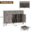 Wine Bar Cabinet, Coffee Bar Cabinet with Wine Rack & Glass Holder, Farmhouse Sideboard Buffet Cabinet with 3 Drawers & 2 Barn Doors - 2 of 4