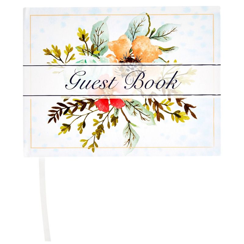 Sustainable Greetings Floral Wedding Guest Book for Reception, Baby Shower with 56 Sheets/112 Pages, Bookmark Ribbon (8x6 in), 5 of 10