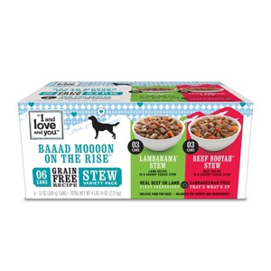 I and Love and You Multipack (Beef Booyah Stew & Lambarama Stew) Beef/Lamb Wet Dog Food - 13oz/6pk - 1 of 3