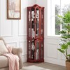 FURNIinspire Utility Storage Cabinets, Glass Corner Display Cabinet with Adjustable Glass Shelves for Living room Bedroom, Cherry, - 2 of 4