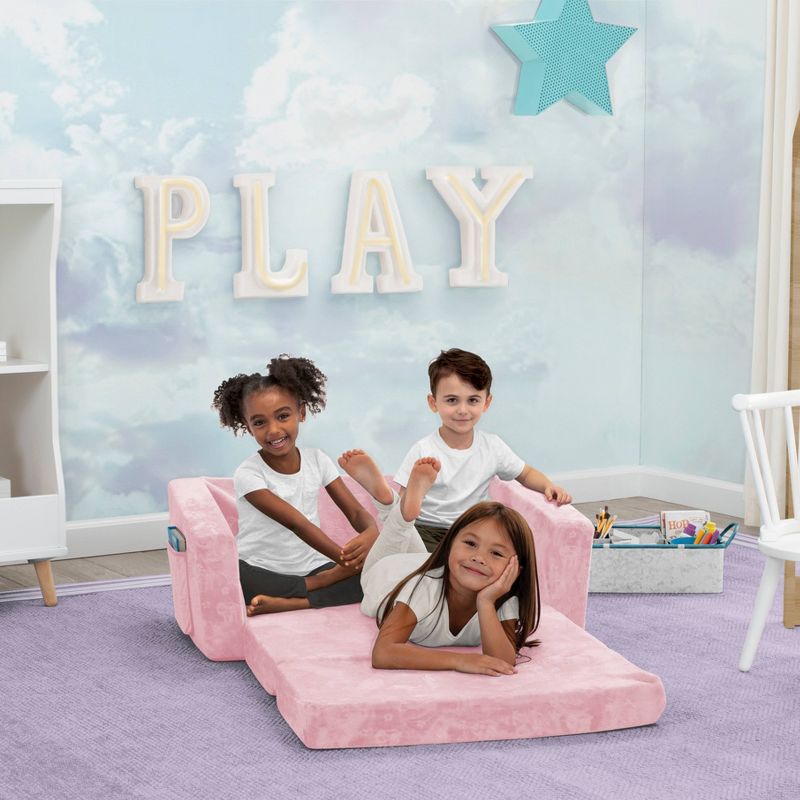 Delta Children Kids&#39; Serta Perfect Sleeper Extra Wide Comfy 2-in-1 Flip Open Convertible Sofa to Lounger - Pink, 4 of 11