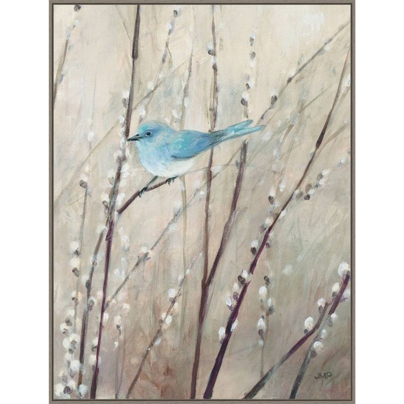 32&#34; x 42&#34; Pretty Birds Neutral V by Julia Purinton Framed Canvas Wall Art Print - Amanti Art, 1 of 7